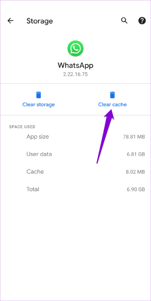Clear-WhatsApp-Cache-513x1024-1 أفضل 8 طرق لإصلاح حالة WhatsApp لا يتم تحميلها على Android و iPhone