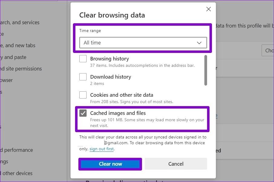 Clear-cache-in-Microsoft-Edge-7 أفضل 8 طرق لإصلاح استخدام الذاكرة المرتفع في Microsoft Edge على Windows 10 و Windows 11