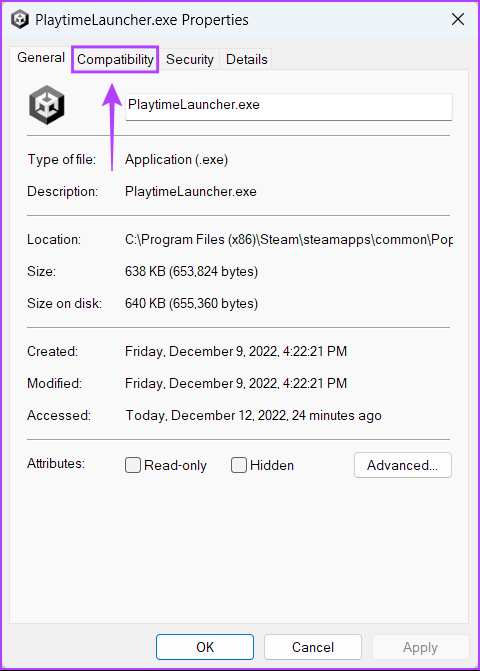 Click-On-Compability-Tab أفضل 9 طرق لإصلاح عدم تشغيل ألعاب Steam على Windows 11