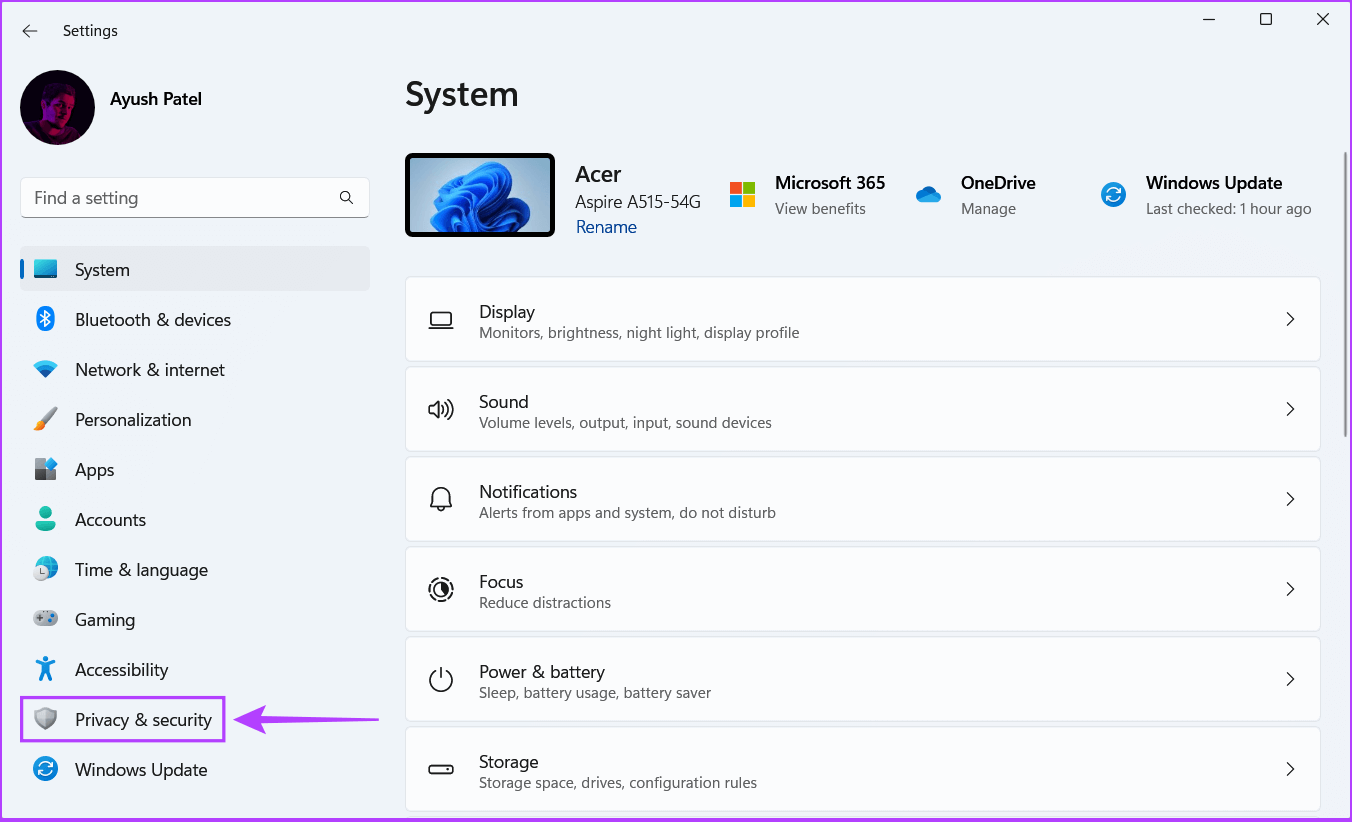 Click-On-Privacy-and-Security-1-1 أفضل 7 طرق لإصلاح عدم عمل الكاميرا في Google Chrome على Windows 11