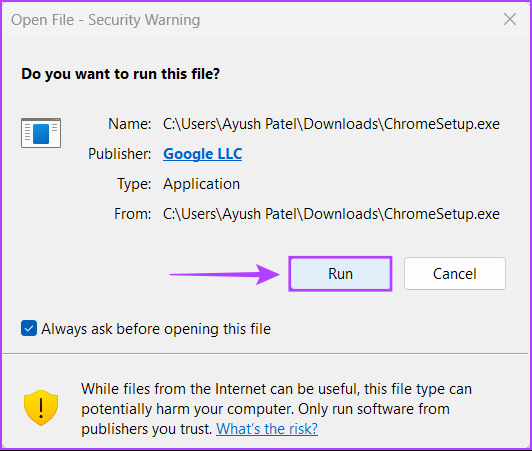 Click-On-Run-2 أفضل 7 طرق لإصلاح عدم عمل الكاميرا في Google Chrome على Windows 11