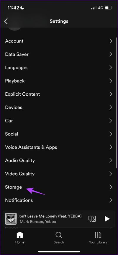 Click-on-Storage-iOS-2-2 8 طرق لإصلاح جودة الصوت السيئة على تطبيق Spotify للجوال