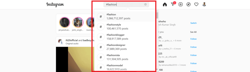 Click-on-the-desired-results-from-the-list-1024x513-2 كيفية البحث عن علامات التصنيف (الهاشتاج) المتعددة على Instagram