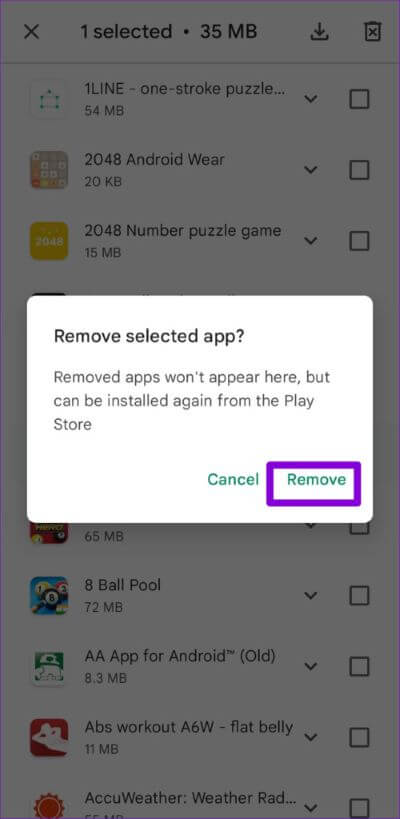 Confirm-Remove-App-From-Hisotry-Android-500x1024-1 كيفية عرض وإدارة تطبيقاتك التي تم تنزيلها مسبقًا على Android و iPhone