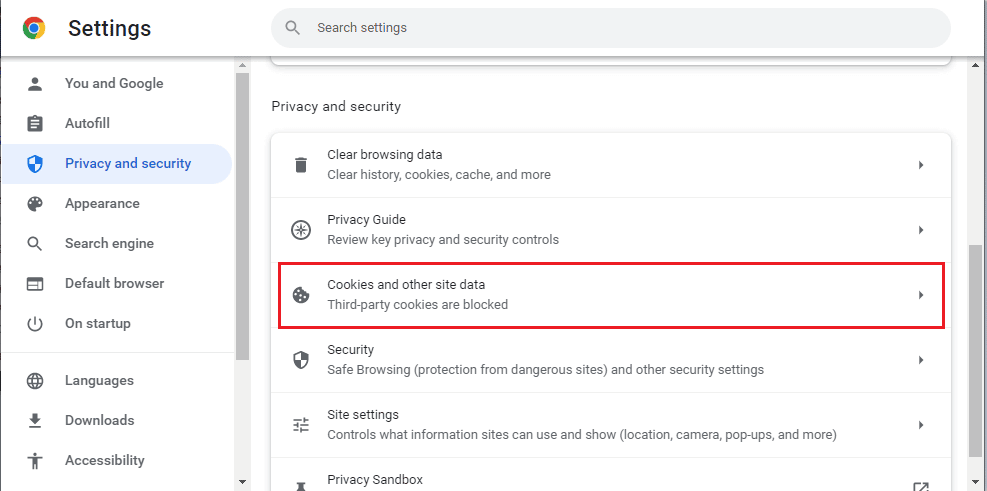 Cookies-and-other-site-data-chrome كيفية تعطيل ذاكرة التخزين المؤقت في أدوات مطوري Chrome