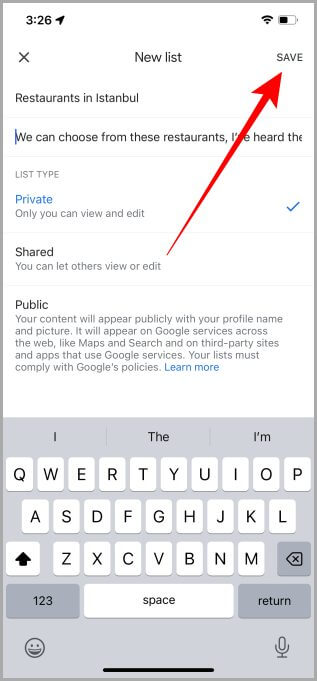 Creating-New-List-Google-Maps-iOS كيفية عمل قائمة على Google Maps على iPhone - الدليل الكامل