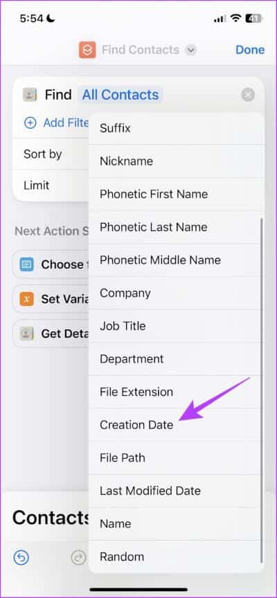 Creation-Date كيفية فرز جهات الاتصال على iPhone و iPad بالاسم الأول أو اسم العائلة