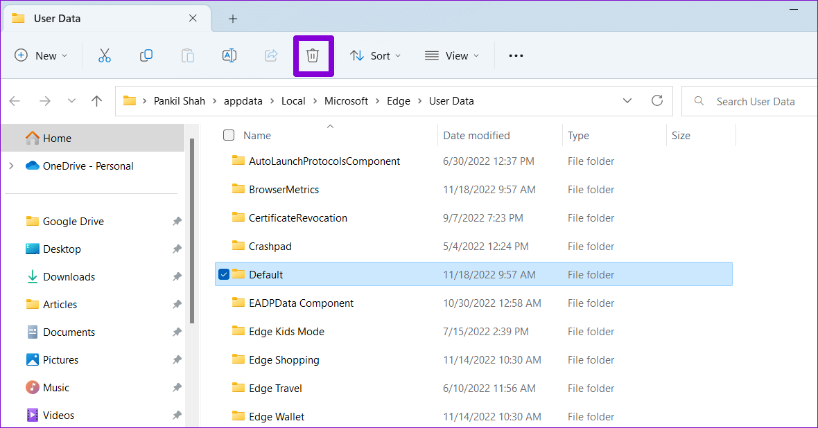Delete-Edge-User-Data-on-Windows-1 أفضل 8 طرق لإصلاح عدم فتح Microsoft Edge على Windows 11