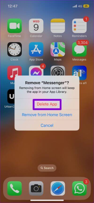 Delete-Messenger-From-iPhone-474x1024-1 أفضل 7 طرق لإصلاح عدم عمل كاميرا Facebook Messenger على Android و iPhone