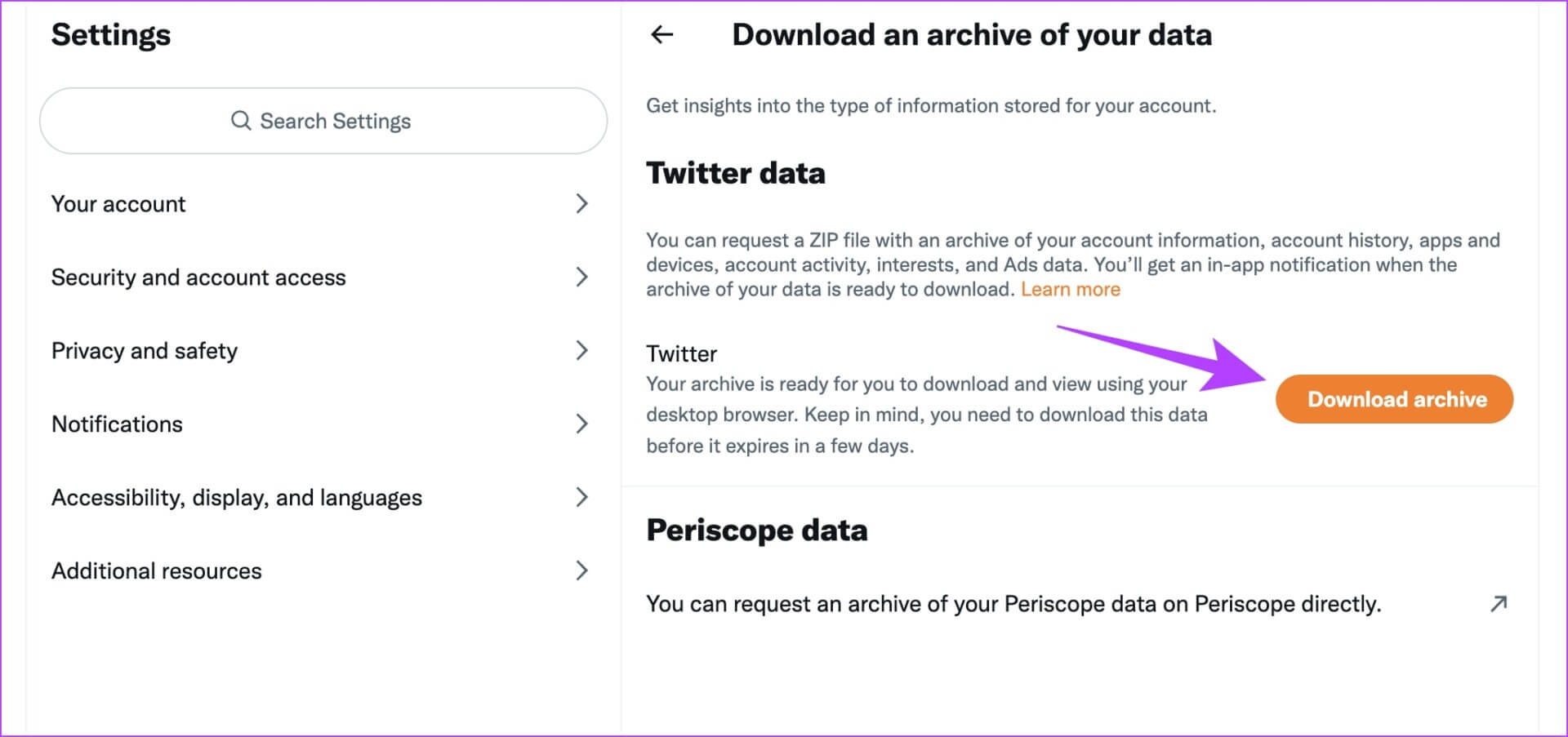 Download-Archive كيفية تنزيل أرشيف Twitter للحصول على سجل كامل لنشاطك