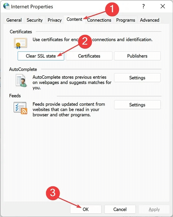ERR-SLL-Protocol-Clear-SSL-State.jpg كيفية إصلاح ERR_SSL_PROTOCOL_ERROR في Windows