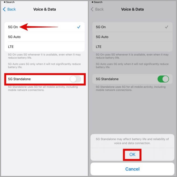 Enable-5G-on-iPhone أفضل 9 طرق لإصلاح عدم ظهور 5G على iPhone