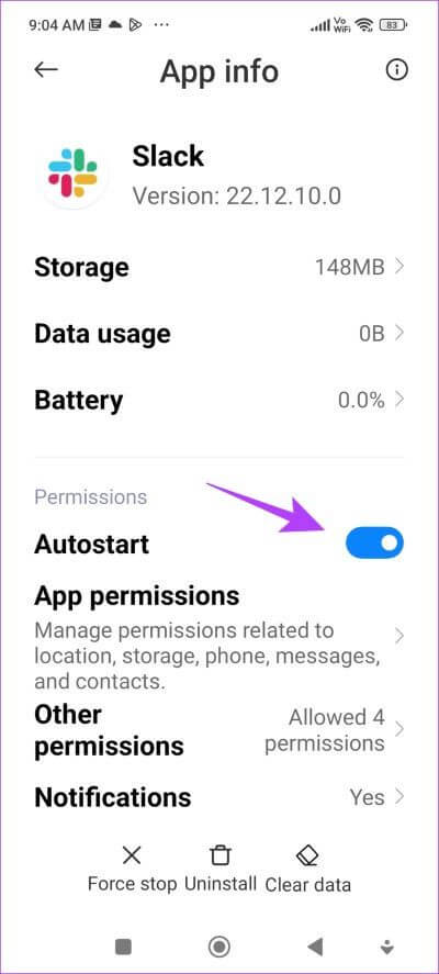 Enable-Autostart 8 إصلاحات لعدم تحميل الصور في Slack على iPhone و Android