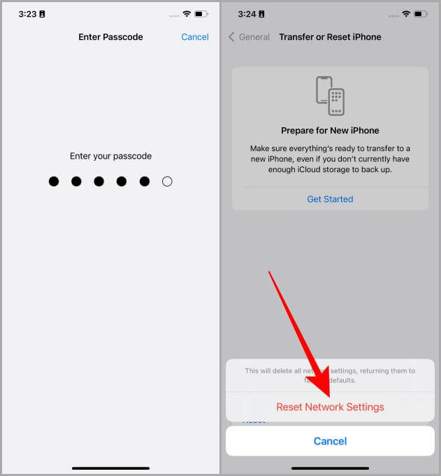 Entering-Passcode-in-Settings-iOS 5 طرق لإصلاح عدم اتصال iOS 16 بشبكة Wi-Fi