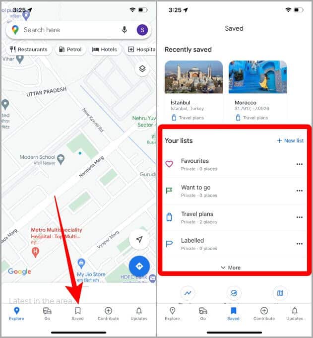 Find-All-Your-Google-Maps-Lists-on-iPhone كيفية عمل قائمة على Google Maps على iPhone - الدليل الكامل