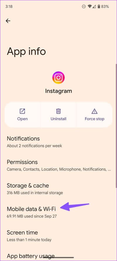 أفضل 9 طرق لإصلاح عدم عمل إشعارات Instagram ما لم تفتح L'application- %categories