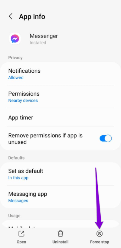 Force-Stop-Facebook-Messenger-on-Android-1-500x1024-1 أفضل 6 طرق لإصلاح عدم تسجيل الدخول Facebook Messenger على Android و iPhone