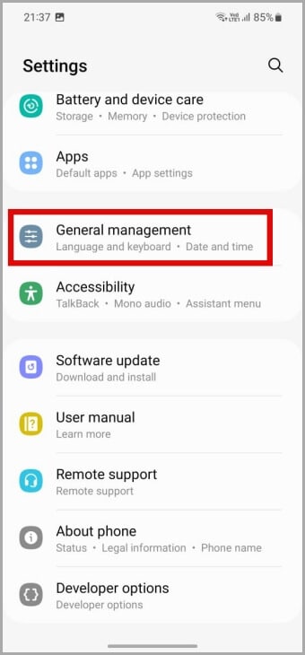 General-Management-on-Android 9 من أفضل الطرق لإصلاح تأخر لوحة مفاتيح Samsung في هواتف Galaxy