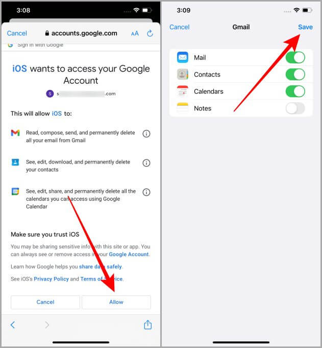 Giving-iOS-permission-for-Google-Calendar-in-Settings-on-iPhone 3 طرق لإضافة تقويم Google إلى iPhone
