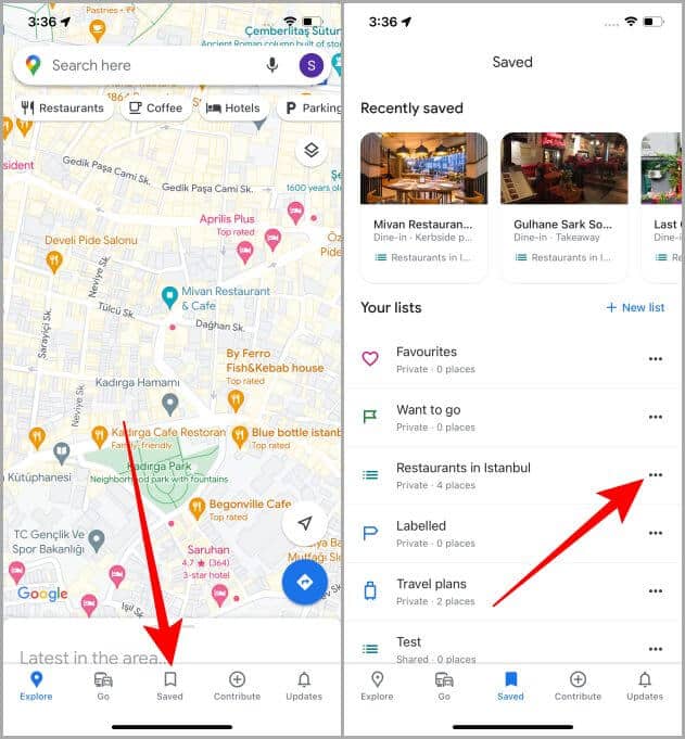 Google-Maps-Saved-Tab-on-iOS كيفية عمل قائمة على Google Maps على iPhone - الدليل الكامل