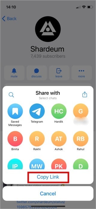 How-to-Copy-Telegram-Profile-link-20 كيفية نسخ ملف تعريف Telegram ، المجموعة ، القناة ، روابط الرسائل