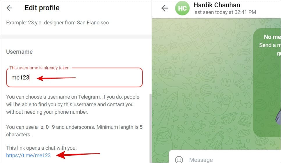 How-to-Copy-Telegram-Profile-link-6 كيفية نسخ ملف تعريف Telegram ، المجموعة ، القناة ، روابط الرسائل