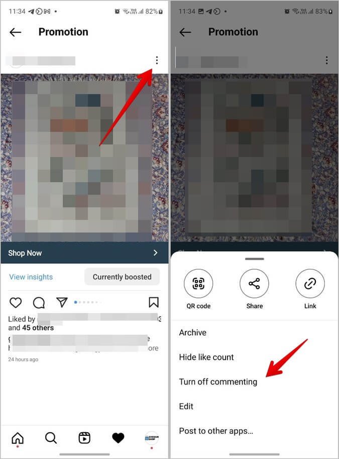 Instagram-Ad-Turn-off-comment كيفية إيقاف تشغيل التعليقات على منشورات أو البث المباشر أو الإعلانات أو الفيديو على Instagram