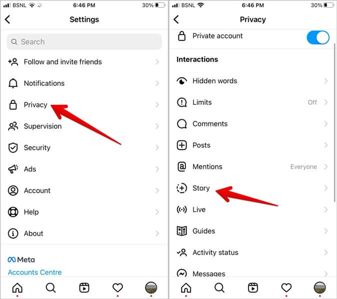 Instagram-App-settings-privacy كيفية إيقاف تشغيل التعليقات على منشورات أو البث المباشر أو الإعلانات أو الفيديو على Instagram