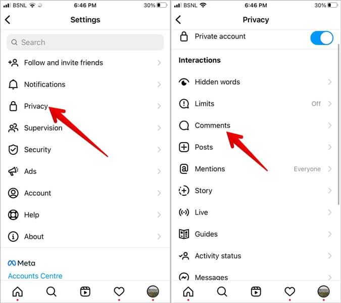 Instagram-Comment-setting كيفية إيقاف تشغيل التعليقات على منشورات أو البث المباشر أو الإعلانات أو الفيديو على Instagram