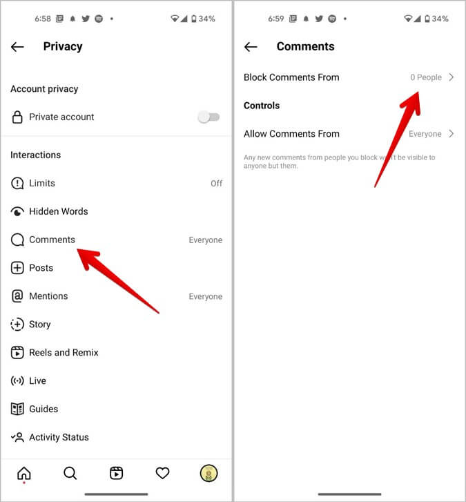 Instagram-Comments-Block كيفية إيقاف تشغيل التعليقات على منشورات أو البث المباشر أو الإعلانات أو الفيديو على Instagram