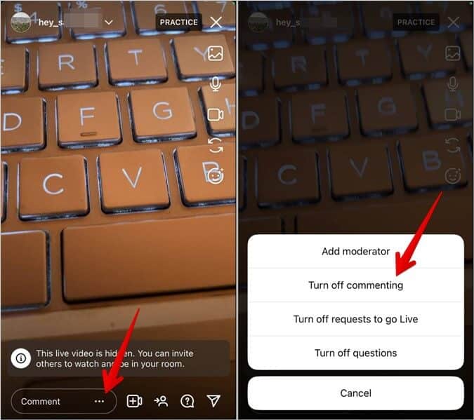 Instagram-Live-Disable-comments كيفية إيقاف تشغيل التعليقات على منشورات أو البث المباشر أو الإعلانات أو الفيديو على Instagram