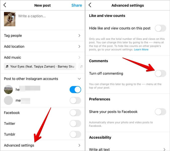 Instagram-Post-Turn-off-comment كيفية إيقاف تشغيل التعليقات على منشورات أو البث المباشر أو الإعلانات أو الفيديو على Instagram
