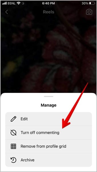Instagram-Reel-Turn-off-comment كيفية إيقاف تشغيل التعليقات على منشورات أو البث المباشر أو الإعلانات أو الفيديو على Instagram