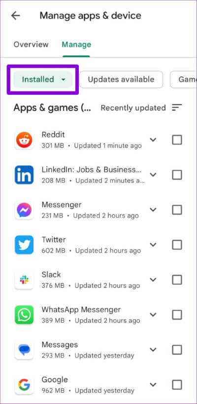 Installed-Apps-on-Android-500x1024-1 كيفية عرض وإدارة تطبيقاتك التي تم تنزيلها مسبقًا على Android و iPhone