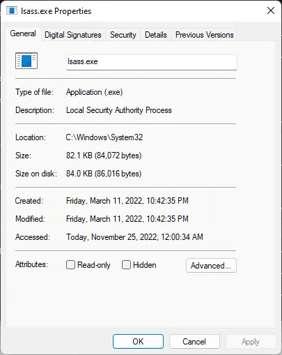 LSASS-File-size.png ما هو lsass.exe ولماذا يستهلك ذاكرة الوصول العشوائي الخاصة بي؟