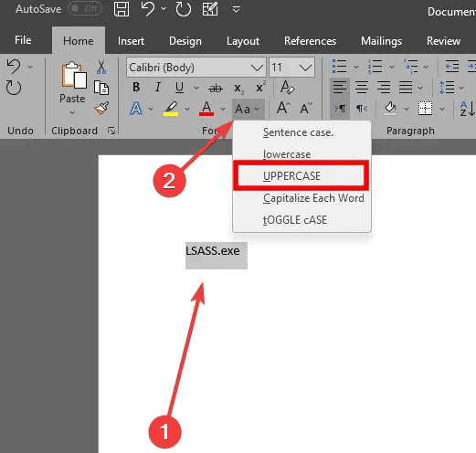 LSASS-Title-case-converter-in-word-view.png ما هو lsass.exe ولماذا يستهلك ذاكرة الوصول العشوائي الخاصة بي؟