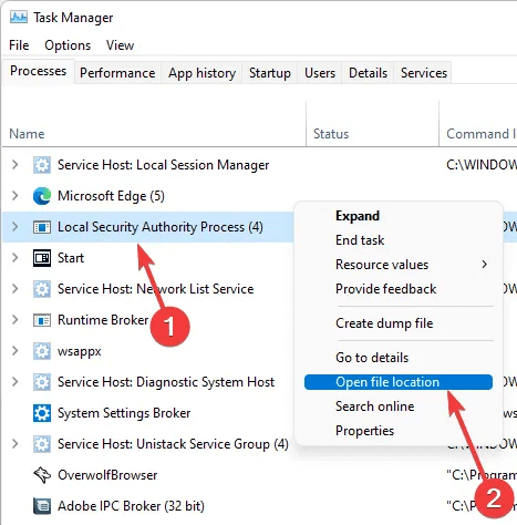 LSASS-file-location-1.png ما هو lsass.exe ولماذا يستهلك ذاكرة الوصول العشوائي الخاصة بي؟