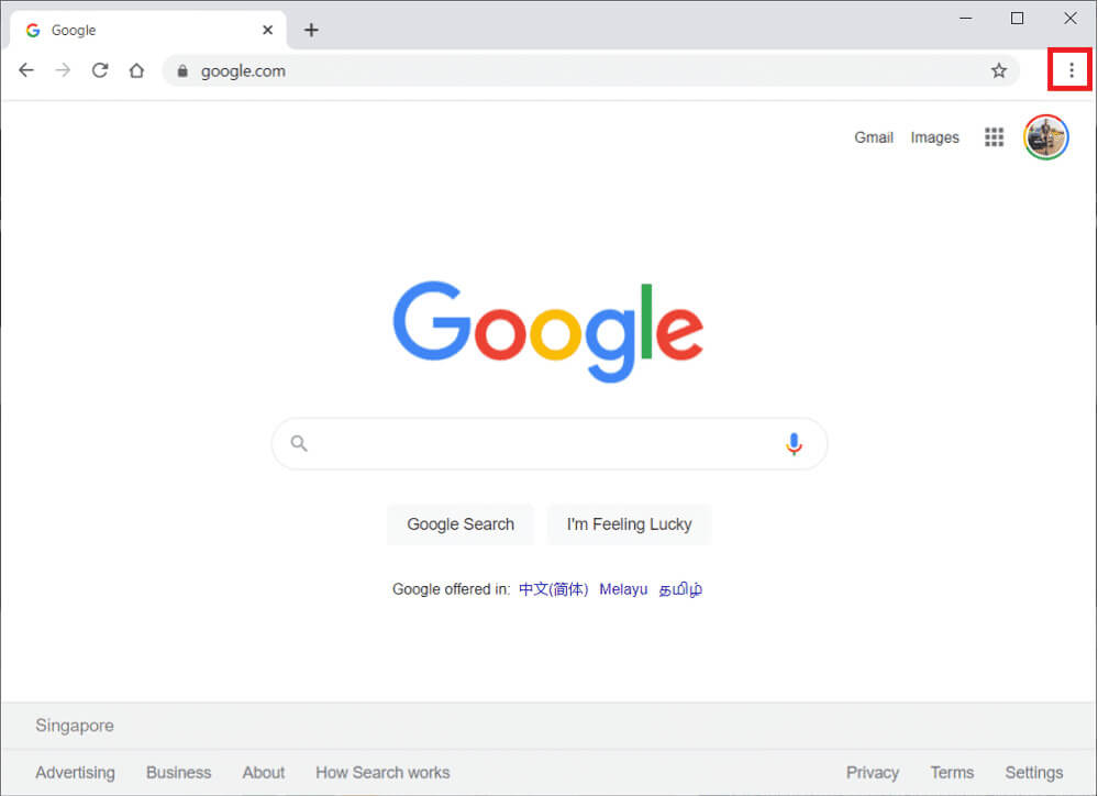 Launch-Google-Chrome-and-click-on-the-three-dotted-icon-from-the-top-right-corner. إصلاح خطأ "أنت لست مؤهلاً للتسجيل في Zoom في هذا الوقت"