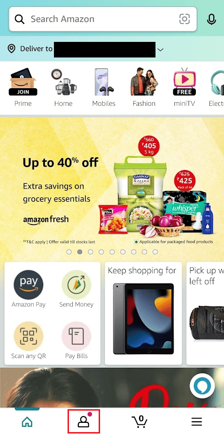 Launch-the-Amazon-app-and-tap-on-the-profile-tab-from-the-bottom-bar كيفية إلغاء تسجيل جهاز Amazon