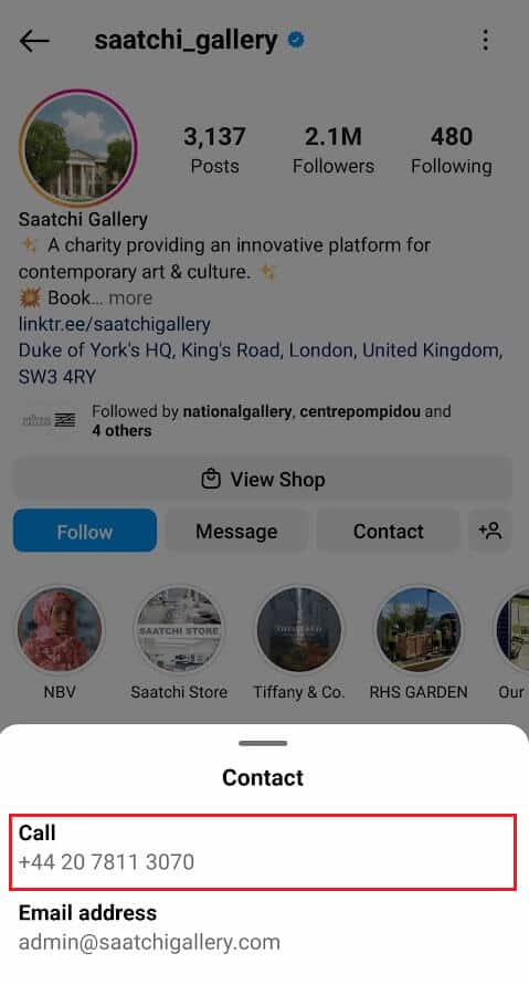 Locate-the-phone-number-in-the-Call-section كيفية تتبع موقع حساب Instagram