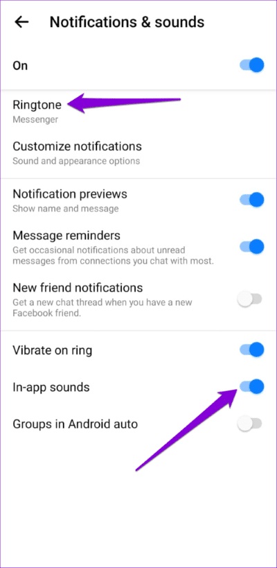 Messenger-Sounds-on-Android-500x1024-1 أفضل 7 طرق لإصلاح عدك عمل صوت الإشعار على Facebook Messenger
