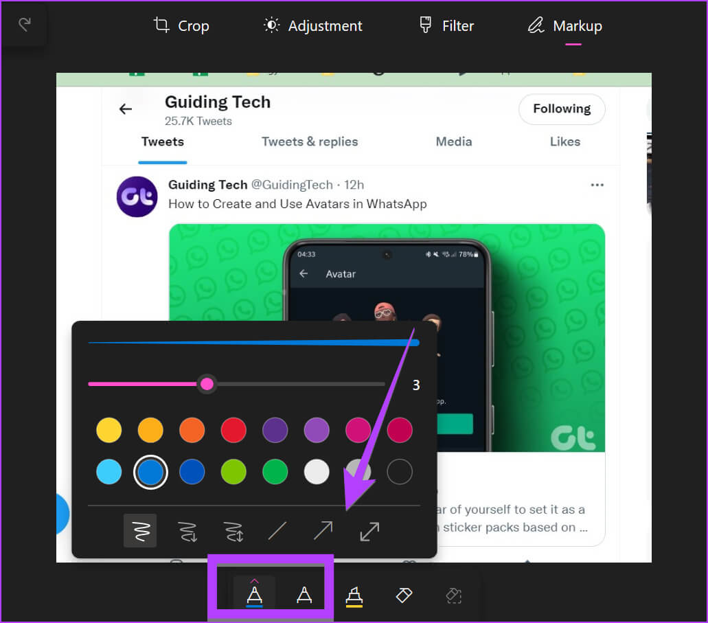Microsoft-Photos-Edit-Photo-Arrow 4 طرق لإضافة أسهم أو نص إلى الصور على Windows