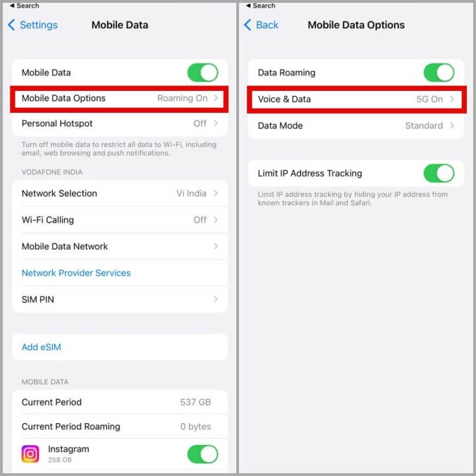 Mobile-Data-Options-on-iPhone أفضل 9 طرق لإصلاح عدم ظهور 5G على iPhone