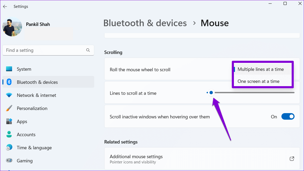 Mouse-Scrolling-Settings-in-Windows-11 أفضل 6 طرق لإصلاح استمرار التمرير تلقائي للماوس على Windows 10 و Windows 11