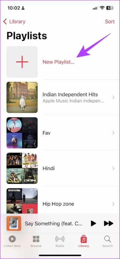 New-Playlist كيفية عمل قائمة تشغيل على Apple Music وفرزها على iPhone