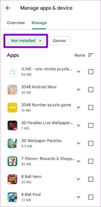 Not-Installed-App-List-on-Android-500x1024-1 كيفية عرض وإدارة تطبيقاتك التي تم تنزيلها مسبقًا على Android و iPhone