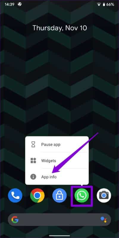 Open-WhatsApp-App-Info-1-513x1024-1 أفضل 8 طرق لإصلاح حالة WhatsApp لا يتم تحميلها على Android و iPhone