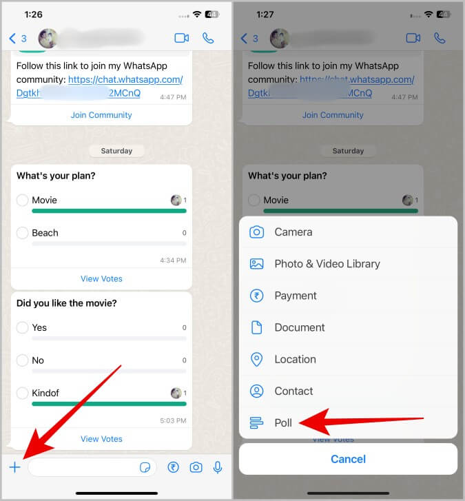 Opening-WhatsApp-poll-on-iPhone كيفية إنشاء استطلاع على WhatsApp للجوال وسطح المكتب والويب