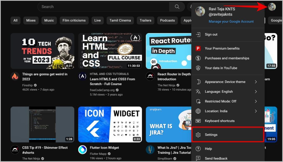 Opening-YouTube-Settings كيفية حذف قناتك على YouTube وقناة العلامة التجارية مع YouTube
