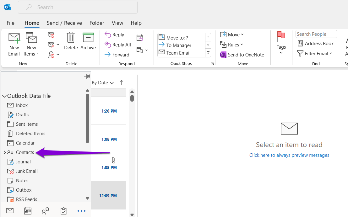 Outlook-Contacts-1 أفضل 5 طرق لإصلاح عدم ظهور جهات الاتصال في Outlook على Windows 11